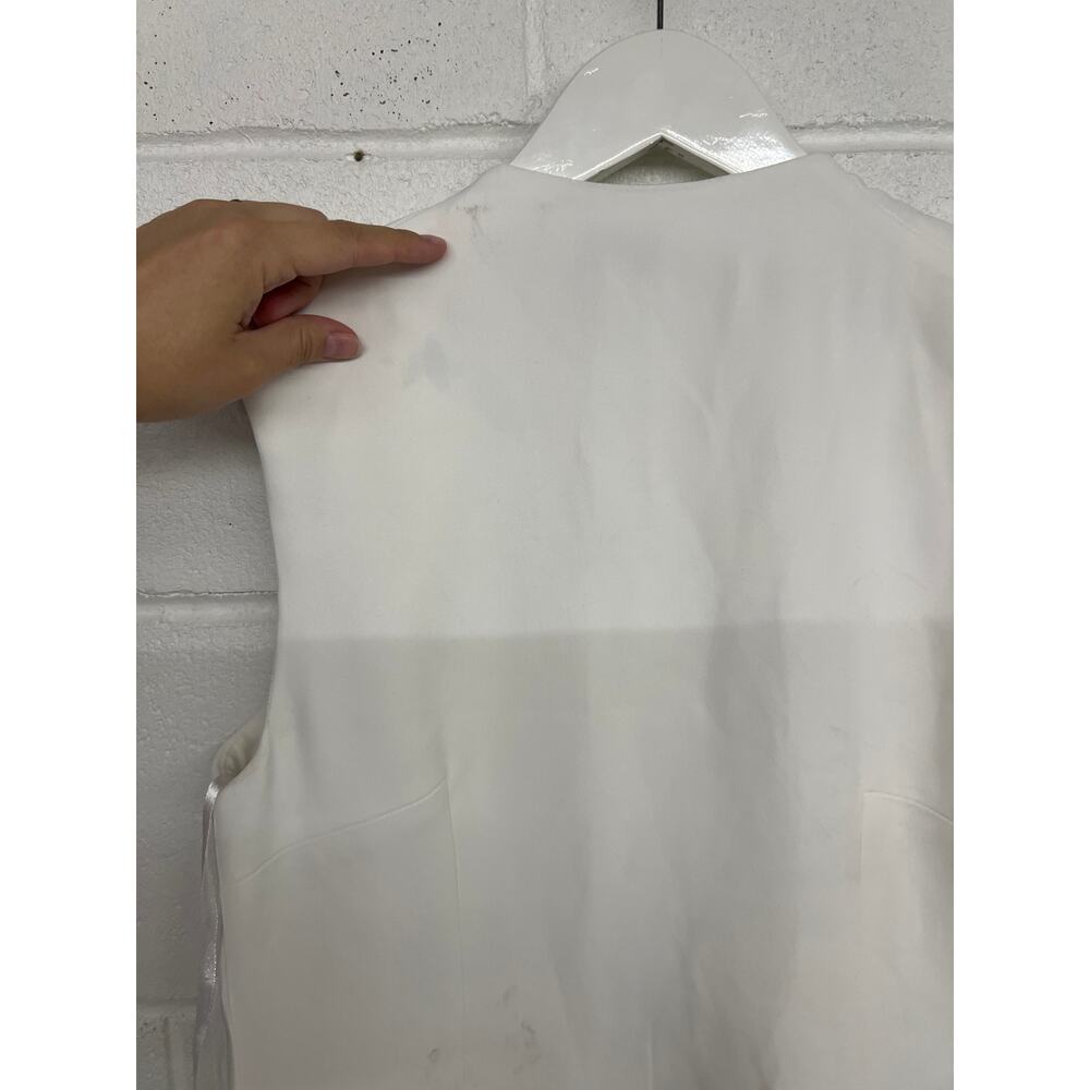 RTR Ted Baker Sz 2 White Crossover Tie Sleeveless Office Cocktail Midi Dress - Picture 9 of 10